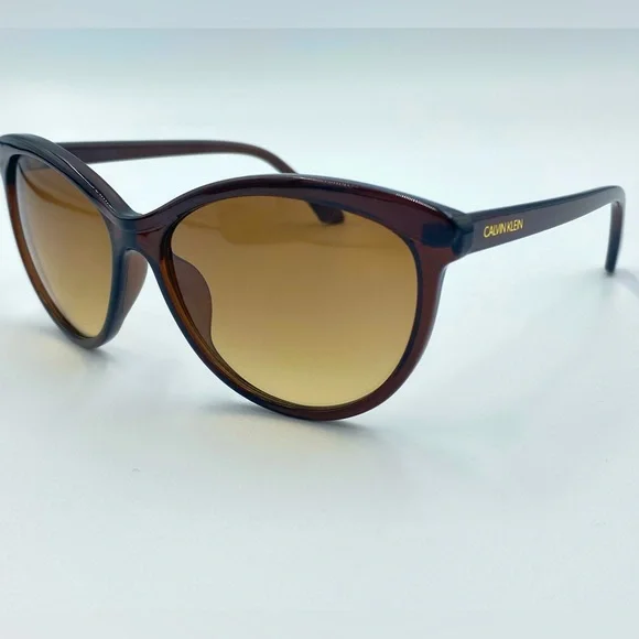Calvin Klein Fashion Sunglasses Cat Eye Oversized Brown w/ Gradient Lens 55mm